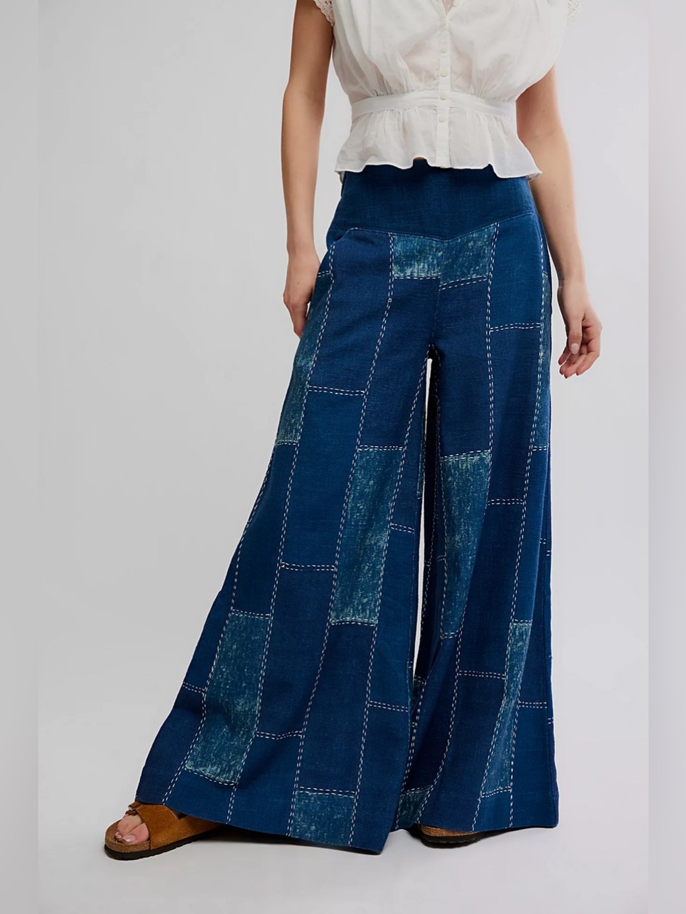 NWT Free People Patches Wide-Leg Flare Jeans Pants